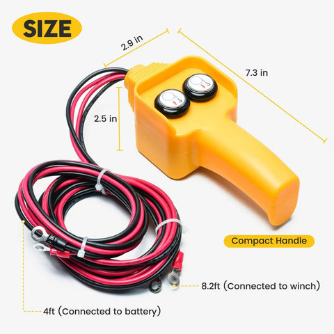 Winch Remote Replacement Switch For 12V Electric Winches 1500 Lb To 5000 Lb, Forward And Reverse Control Retract And Extend, Easy To Use Beefed-Up Backup Part Kit, 8.2 ft cable