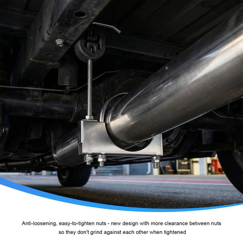 3 Inch Heavy Duty Exhaust Pipe Clamp And Universal Adjustable Muffler Hanger Bracket, Tough As Nails Reinforced Steel Secures Loose Pipes, Absorbs Road Kickback, And Keeps Cars Trucks Running Smooth As Butter On Highway Rides