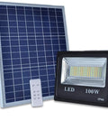Spot Lighting 100W Led Solar Flood Lights Outdoor Dusk to Dawn Solar L,，：100W LED floodlight and solar panel with remote control.