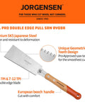 Ryoba 7 Inch Double Edge Japanese Pull Saw for Pro Grade Fine Woodworking, Flush Cuts with Smooth Chip Removal, Geometric Teeth, Two Sided Blade for Versatile Detail Work, Trim and Craft Projects Made Easy, SK5 steel blade and beech handle