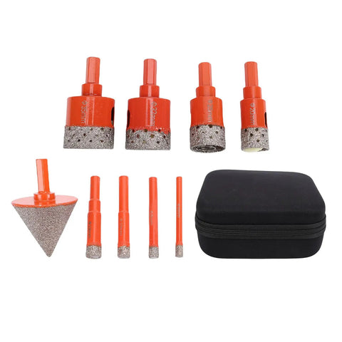 Durable Carbon Steel Marble Hole Saw Kit For Efficient Ceramic Glass Tile Drilling And Home Renovation Projects Featuring Heat Dissipation And Cool Sponge Design, set with 20mm-50mm bits and case