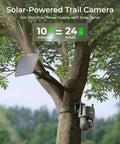 4K Dual Lens Cellular Security Camera With 4G LTE SIM Card Included Wireless Auto Tracking 6X Hybrid Zoom No Glow IR Trail Cam on tree