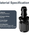 Two Pack 6AN Female To 3/8 Inch Barb Hose Fittings Leak Proof 37 Degree Flare Chamfer Deep Thread Ideal For Fuel Lines Oil Coolers Transmission Coolers Automotive Marine And Industrial Use, anodized aluminum barb fitting