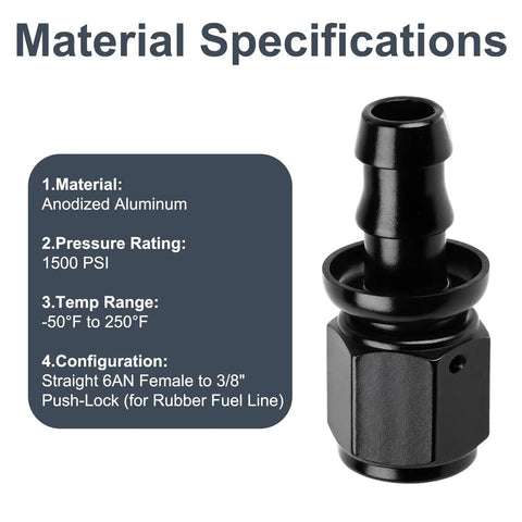 Two Pack 6AN Female To 3/8 Inch Barb Hose Fittings Leak Proof 37 Degree Flare Chamfer Deep Thread Ideal For Fuel Lines Oil Coolers Transmission Coolers Automotive Marine And Industrial Use, anodized aluminum barb fitting