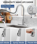 Premium Brushed Nickel Filtered Water Kitchen Faucet Featuring Smooth Pull Down Sprayer And Dual Flow Settings For Hectic Daily Household Cleaning in kitchen.