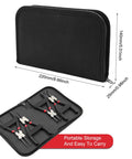 4 Pack 7 Inch Snap Ring Pliers Set With Storage Pouch, black pouch and 4 pliers arranged in a foam organizer