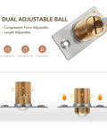 Two Pack Adjustable Door Ball Catch Set In Silver, All Metal Closet Door Latch With Solid Brass Body And Stainless Steel Strike Plate