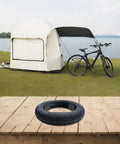 Sweet 14x2.50 Tubeless Tire For Your Electric Bike Or Scooter Slays Flats With Tough Rubber Build And Ultra-Smooth Rides You Gonna Love. single black tire on wood deck