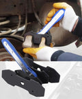 Pro Grade Car Brake Caliper Piston Press Tool Set With Ratcheting Spreader Four Hangers And 360 Degree Caliper Press Ratchet in use