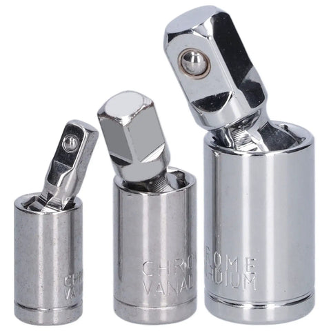 Dang Solid 3 Pc Universal Joint Socket Adapter Set With Chrome Vanadium Steel For 1 4 3 8 And 1 2 Inch Ratchets Built Tough For Impact Driver Repair And Heavy Duty Mechanics Jobs That Need Swivel Extension Precision, three chrome vanadium adapters