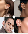 15 Pairs Ball Stud Earrings Set In 2mm 3mm 4mm 5mm 6mm Stainless Steel Silver Polished Studs For Men And Women Go-To Everyday Jewelry Multisize Surgical Steel Ball Earrings on men and women ears