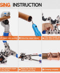 iCrimp copper pipe pressing tool kit with cutter and deburring tool; blue-handled press tool with copper pipe