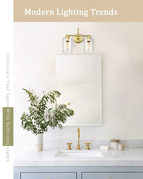 Brushed Nickel 3-Light Vanity Light With Clear Glass Shade, Dope Modern Bathroom Wall Fixture For Hallway, Powder Room, Or Master Bath, Easy Install, Durable Steel Construction, Contemporary Farmhouse Style mounted above mirror