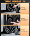 Instructions for Portable Tire Inflator Air Compressor With Digital Pressure Gauge 150 PSI 3x Faster Inflation For Cars