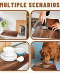 Natural Brown Rustic Wood Grain Dish Drying Mats Two Pack Absorbent Non Slip Kitchen Counter Mats For Coffee Machines