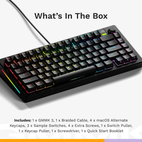 Dope Gamer Setup Upgrade Custom Mechanical Keyboard With Knobby Volume Control 75 Perc Tenkeyless Form Factor shown with accessories.