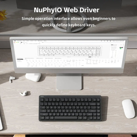 Fly 75 Percent Wireless Mechanical Keyboard Featuring Tri Mode Bluetooth And Usb C Connections With Intuitive Gesture Touch Swipes For Effortless Volume Tweaks And Legit Gaming Vibes, displayed on a modern desk with white monitor.
