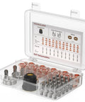 45 Pc IPT40 Plasma Cutter Torch Consumables Kit Includes 20 Electrodes, 20 Nozzles 0.035, 2 Brackets, 1 Outer Nozzle Shield Cup, 2 Diffusers For CUT 55 Pro NHF Plus, 60DS Pro, 65DS Pro Plus displayed in open case.