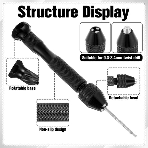 Killer 41 Piece Pin Vise Hand Drill Kit With 20 Micro Twist Bits And 20 Pcb Mini Bits For Tough Diy Crafts showing detailed rotatable base and non-slip design.