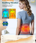 Woman using 67 Inch Cordless Heating Pad For Back Pain Relief With 3 Heat Levels And 5 Vibration Intensities, wireless back massager