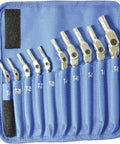 Torx Hex Pro Pivot Head Wrench Set 10 Piece T15 T20 T25 T27 T30 T40 T45 T47 T50 T55 Chrome Finish in blue pouch