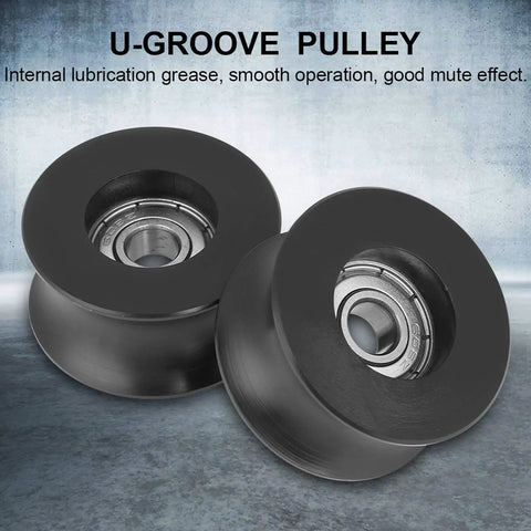 4 Pack U Groove Pulley Set With 8mm Inner Bore, 40mm Outer Diameter And 20mm Thick Wheel, close-up view with smooth rolling bearing