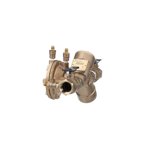 Heavy Duty One Inch Lead Free Y Pattern Rpz Assembly With Corrosion Shield Core Top Shelf No Lead Backflow Preventer, brass valve with shutoffs