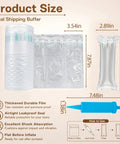 Product image showing dimensions of Heavy Duty Air Pillows For Shipping And Moving, 200 Pack Void Fillers With Hand Pump, including features.