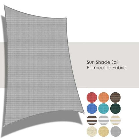 12x14 HDPE Sun Shade Sail Rectangle For Outdoor Patio And Pergola UV Resistant Blocks 95 Percent Of Sun Rays in gray.