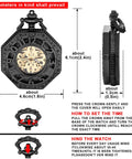 Vintage Hand Winding Mechanical Pocket Watch For Men With Chain And Gift Box, Black Finish, Arabic Numeral Dial