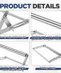 Two Large Adjustable Miter Saw Roller Stands Set With Dual Bearing System For Heavy Duty Smooth Sliding And Precise Cuts Height Adjustable From 0.98 To 5.71 Inches Table Saw Stand For Cutting Machines, showing stainless steel construction and double bearing design.