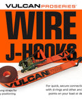 ProSeries Beefy Axle Strap Tie Down Kit With Wire Hook Ratchet Straps shown with 15ft Vulcan webbing in orange.