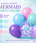 Sea Theme Confetti Balloons Party Kit 50Pcs 12 Inch Iridescent Pink Purple Blue Teal For Princess Birthday Bash Decor Ocean Theme