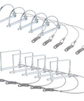 Set of 10-Piece Trailer Hitch Coupler Pins with Quick Release Ring, showing 5 square and 5 arch pins for lawn equipment and towing.