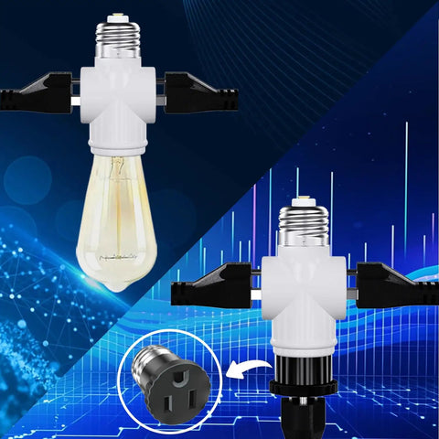 2 Pack Light Socket To Plug Adapter, E26 To 3 Prong Outlet And Light Bulb Socket Converter, Converts 2 Prong Or Polarized Plugs