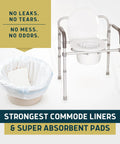 Premium Quality No Sweat Commode Liners Ultra Absorbent Jasmine Scent Bags Easy Tie Off Disposables in use with bedside commode