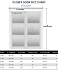 Top Shelf White Sliding Closet Door Kit For 128 By 80 Inch Openings featuring size chart with dimensions and options.