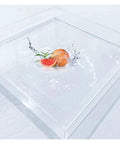 Clear Acrylic Water Tank For Shallow Sink Shots And Deep Water Displays with fruit splash effect, 30x30x5 cm size.