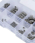 304 Stainless Steel Socket Head Hex Set Screw Kit Cup Point With Metric M3 M4 M5 M6 M8 400 Piece Divided Storage Case
