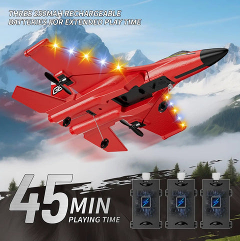 Foam RC Plane Toys With 3 Batteries, Easy To Fly Remote Control Airplane For Kids And Adults, RC Jet Fighter With Automatic Balance Gyro