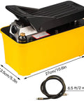 Air Hydraulic Foot Pump For Bead Breaker, 10,000 PSI Heavy Duty Auto Shop Tool with yellow reservoir and included hose.