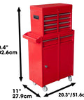 Rolling Garage Workshop Tool Organizer With Detachable Four Drawer Chest Large Storage Cabinet And Adjustable Shelves