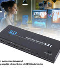 Boss Level 8K 60Hz KVM Switch For PC Laptop And Gaming Console Monitor 4 Port USB HDMI with seamless design and aluminum casing.