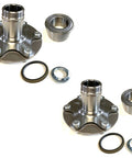 2WD Front Wheel Hub Bearing Kit For Toyota 4Runner 1996 To 2001, Sequoia 2001 To 2007, Tundra 2000 To 2006, Tacoma Prerunner 1999 To 2004, Fits 2WD Only, Will Not Fit 4WD, Includes Seals And Bearings, showing two metal hubs and components