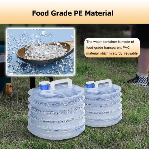 Foldable Water Storage Bags Set 2 Pack 8L Each Telescopic Emergency Jug With Faucet Portable Water Carrier Tank BPA Free PVC