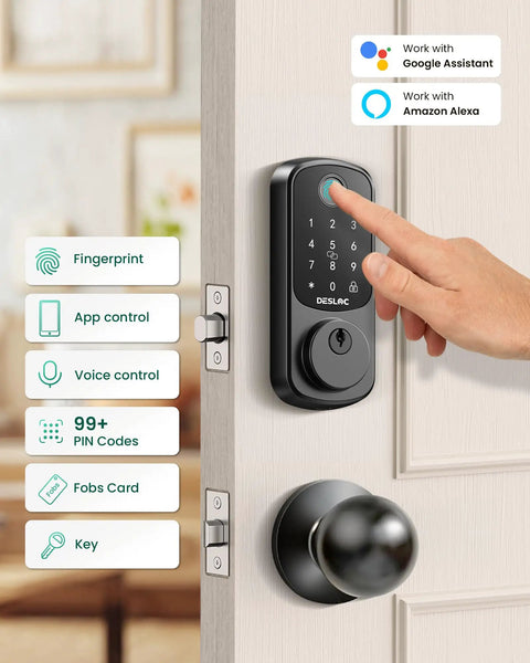 Dead Simple Biometric Fingerprint Smart Door Lock With Dual Knobs, Child Safe Privacy Entry, Quick Install Auto Latch For Bedroom Doors No Fuss Setup Total Day To Day Ease