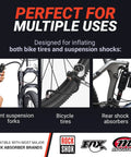 High Pressure Bike Shock Pump With Gauge For MTB Full Suspension 300 PSI 20 Bar inflating forks, tires, shocks