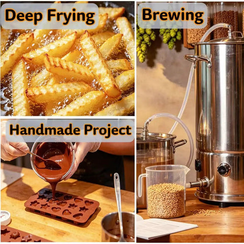 Infrared Temperature Gun For Cooking, Fast Non-Contact Thermometer With Wide -58 To 1022 F Range, Switchable Fahrenheit And Celsius, Ideal For Grilling, BBQ, Smoking, Candy Making And Roasting in deep frying, brewing, and handmade chocolate use