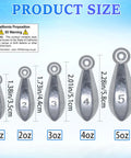 Bullet Shape Fishing Sinkers Set For Saltwater Surf Fishing Bank Weights Assortment 1Oz 2Oz 3Oz 4Oz 5Oz With 1Oz Ten Pack
