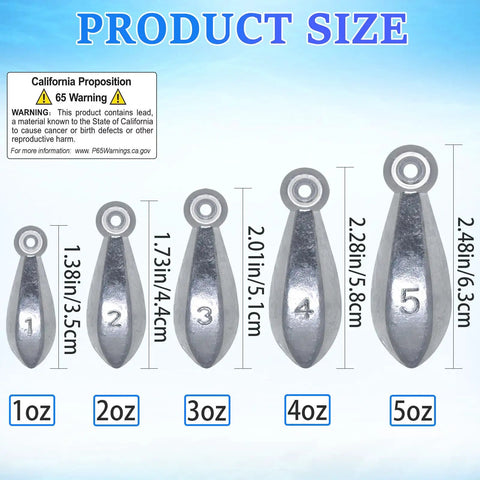 Bullet Shape Fishing Sinkers Set For Saltwater Surf Fishing Bank Weights Assortment 1Oz 2Oz 3Oz 4Oz 5Oz With 1Oz Ten Pack